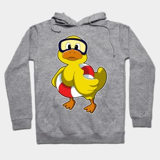 Duck at Swimming with Swim ring & Diving goggles Hoodie